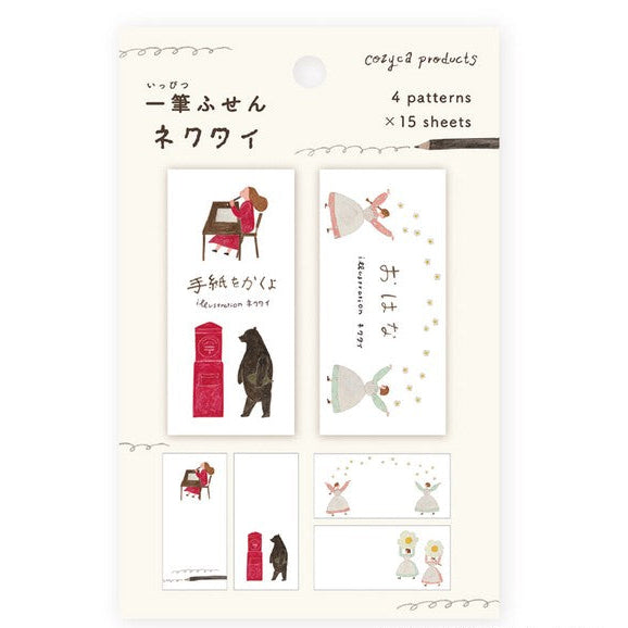 Sticky Notes, Nekutai, Letter Writer & Dancing Fairies, 4 patterns shown - Scents of Japan