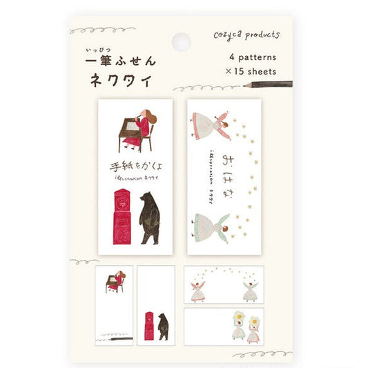 Sticky Notes, Nekutai, Letter Writer & Dancing Fairies, 4 patterns shown - Scents of Japan