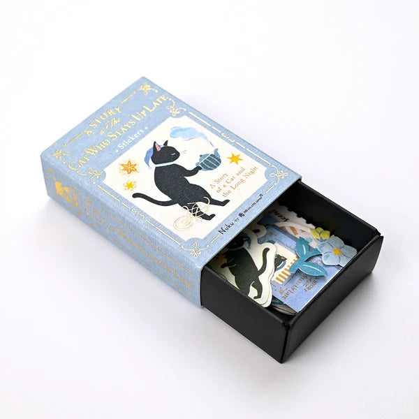 Stickers, Flake, Box, Night Owl Cat