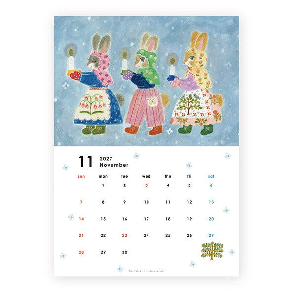 2027 Japanese Calendar, Rabbits by Aiko Fukawa - Scents of Japan