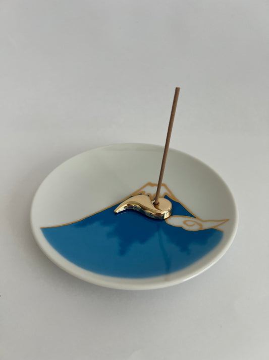 Incense Holder, Large, Mt Fuji, Blue