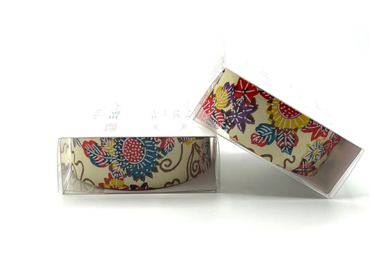 Tape, Washi, Cream With Coloured Flowers
