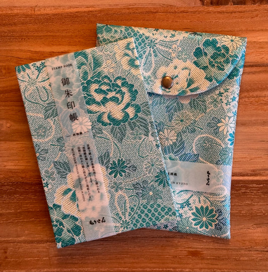 Goshuin-Chou Book & Bag Set, Fabric, Pale Blue/White Flowers