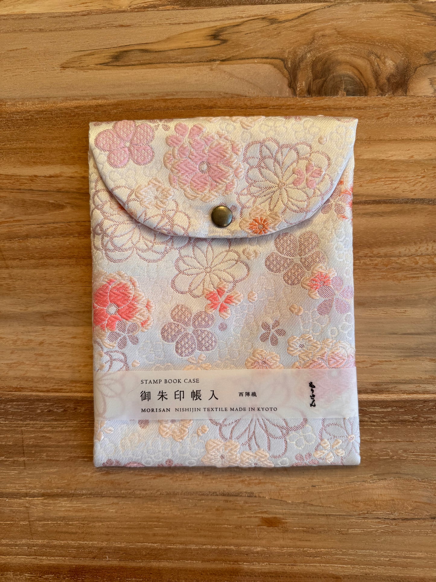 Goshuin-Chou Book & Bag Set, Fabric, White with Pale Pink Flowers