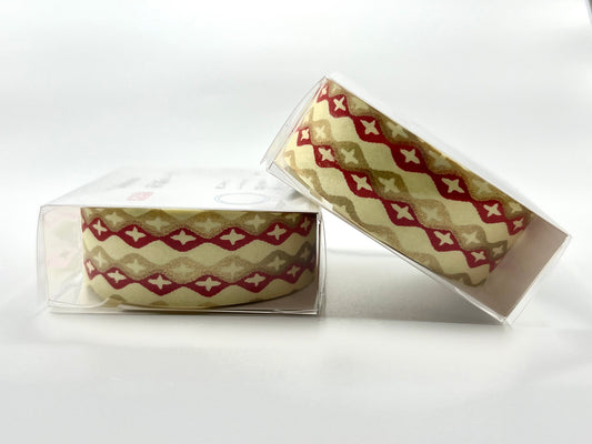 Tape, Washi, Red, Gold & Cream Diamonds