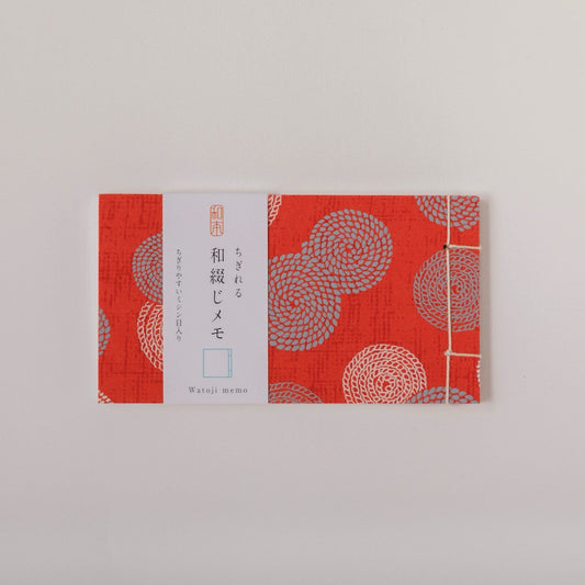 Memo Pad, Small, Hand-Binded, Red with Circles