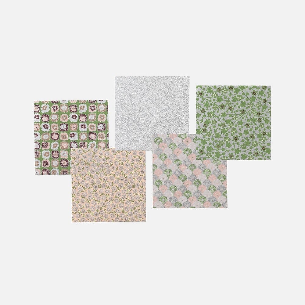 Origami, Yuzen Washi, Green Floral