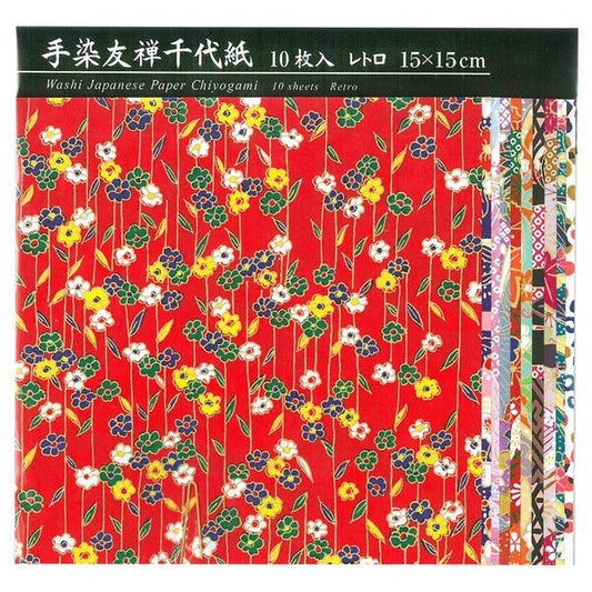 Origami, Hand-dyed Yuzen Chiyogami, Retro