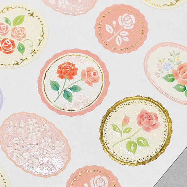 Japanese Foil Stickers, Elegant Pearl Rose - Scents of Japan