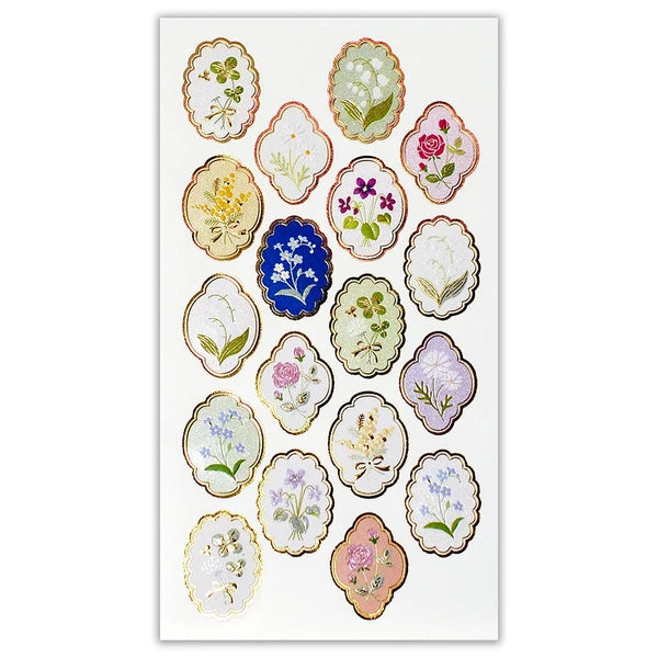 Japanese Foil Stickers, Elegant Antique Flowers - Scents of Japan