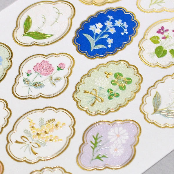 Japanese Foil Stickers, Elegant Antique Flowers - Scents of Japan