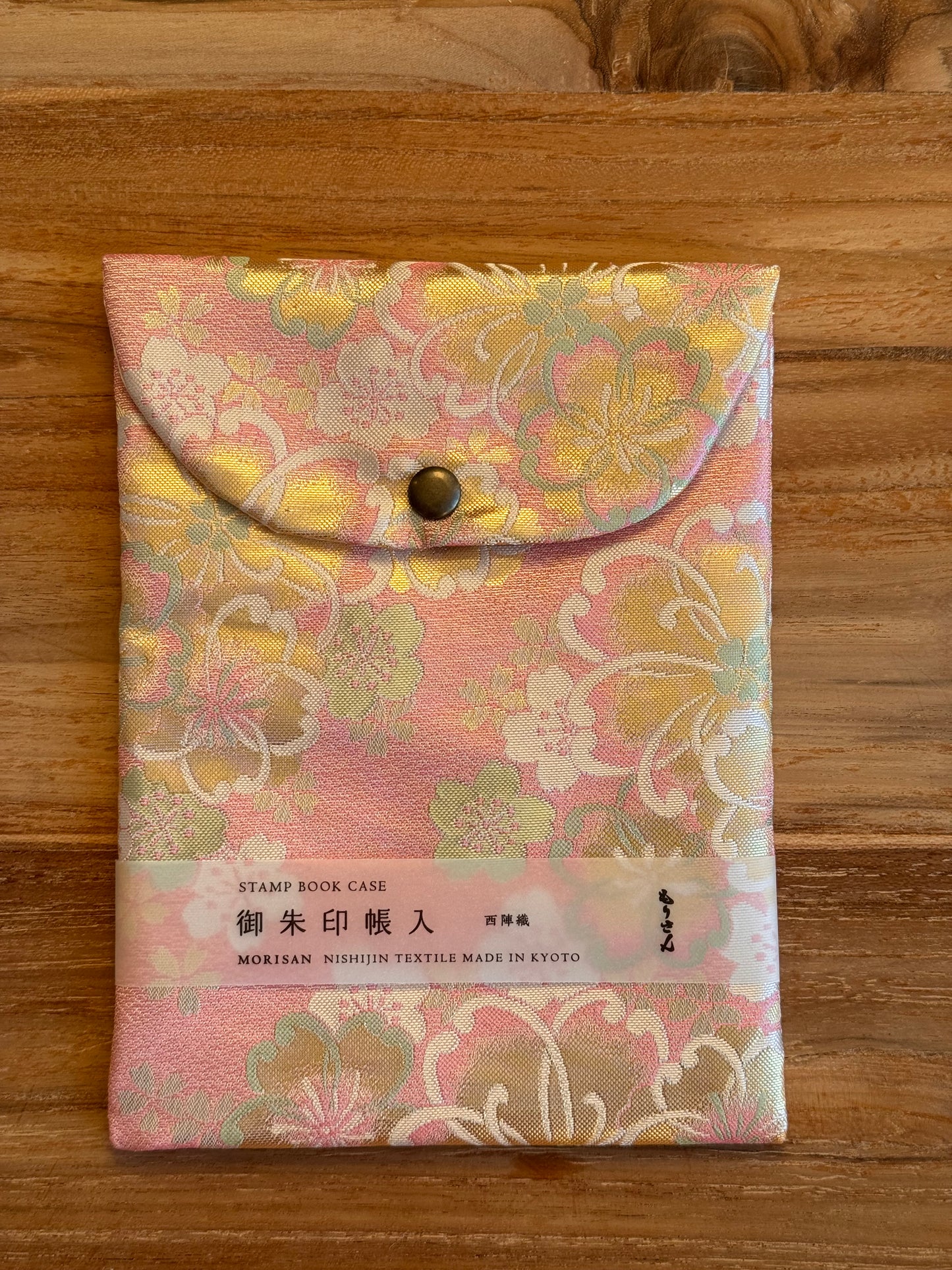 Goshuin-Chou Book & Bag Set, Fabric, Pale Pink/Gold Flowers