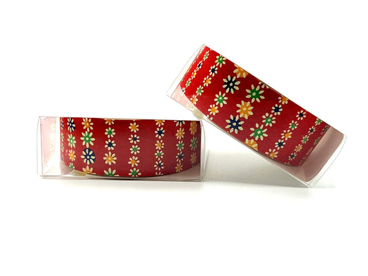 Tape, Washi, Red With Small Flowers