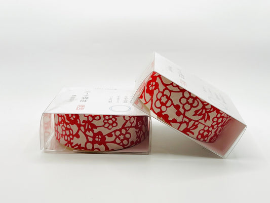 Tape, Washi, Red Flowers With White Background