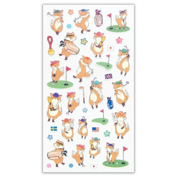 Japanese Stickers – Animal Sports Foxes Golf – Scents of Japan