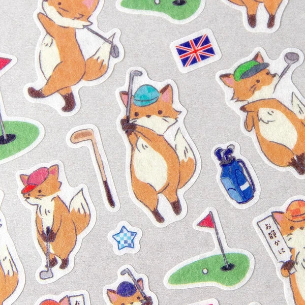 Japanese Stickers – Animal Sports Foxes Golf – Scents of Japan