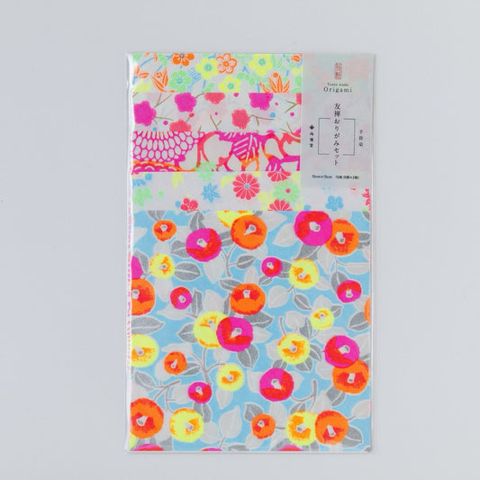 Origami, Yuzen Washi,Neon Flowers