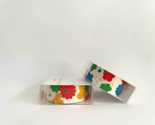 Tape, Washi, Bright Flowers (Red, Green, White & Yellow)