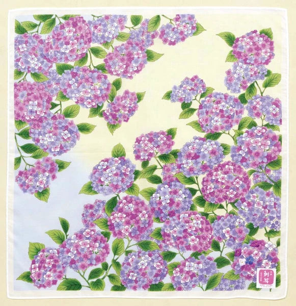 Japanese Handkerchief, Large, Hydrangeas, Purple