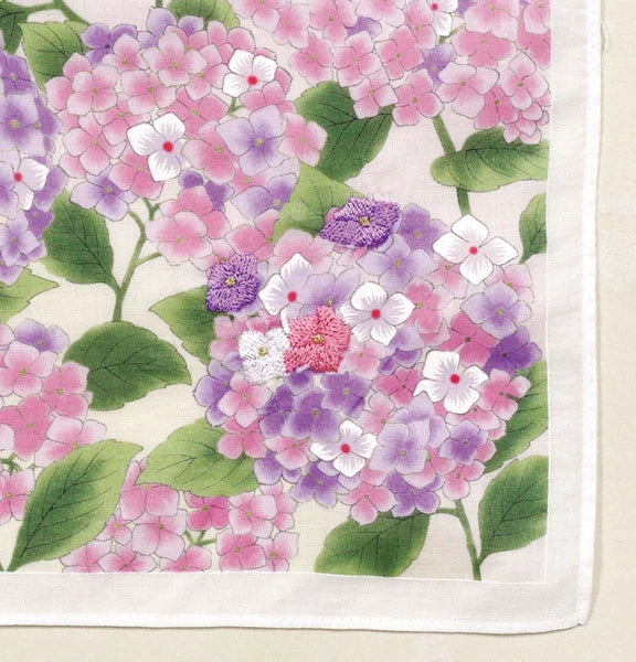 Japanese Handkerchief, Large, Hydrangeas, Pink