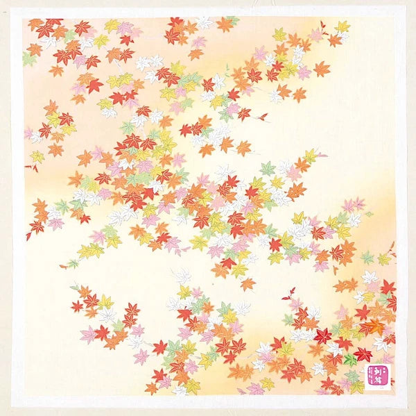 Japanese Handkerchief, Large, Autumn Leaves, Orange