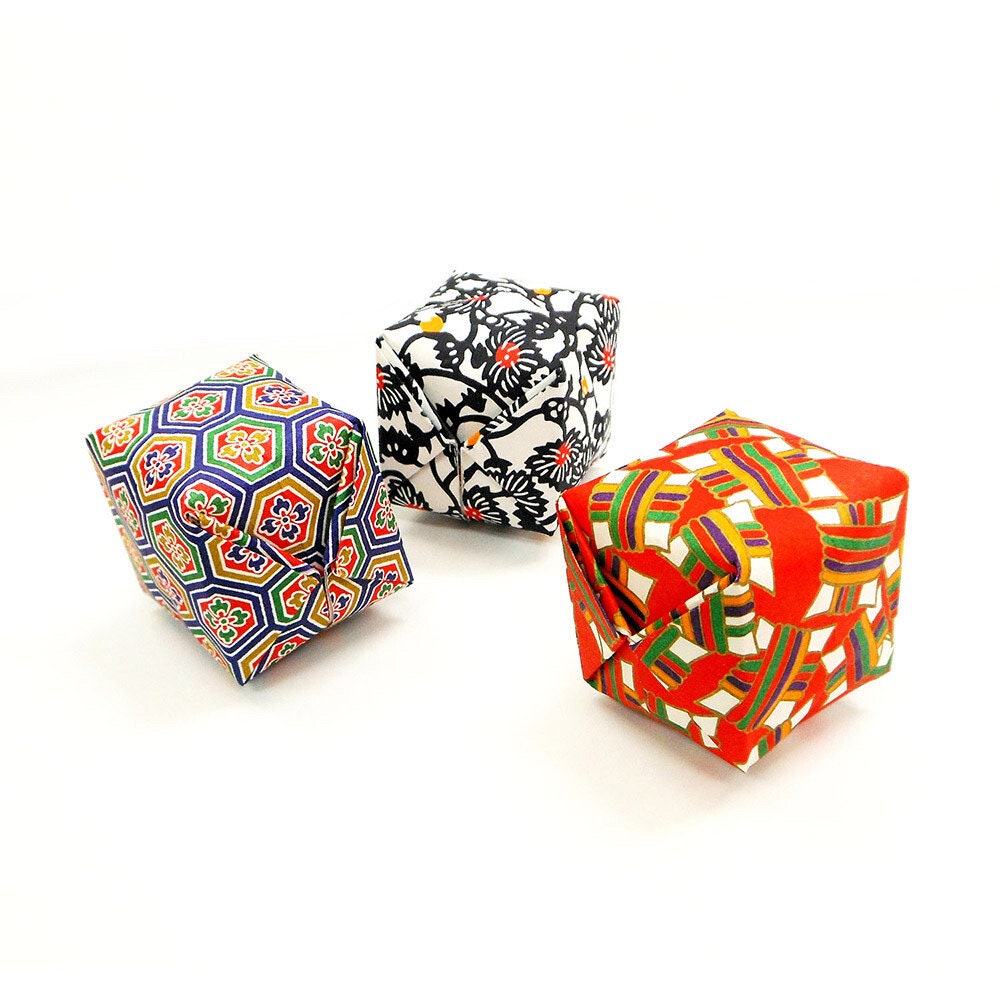 Origami, Yuzen Chiyogami, Blue Patterned