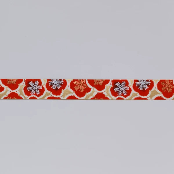 Tape, Washi, Red, White & Gold Flowers
