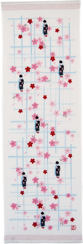 Tea Towel, Hand Towel, Onsen Towel , Maiko In Cherry Blossom