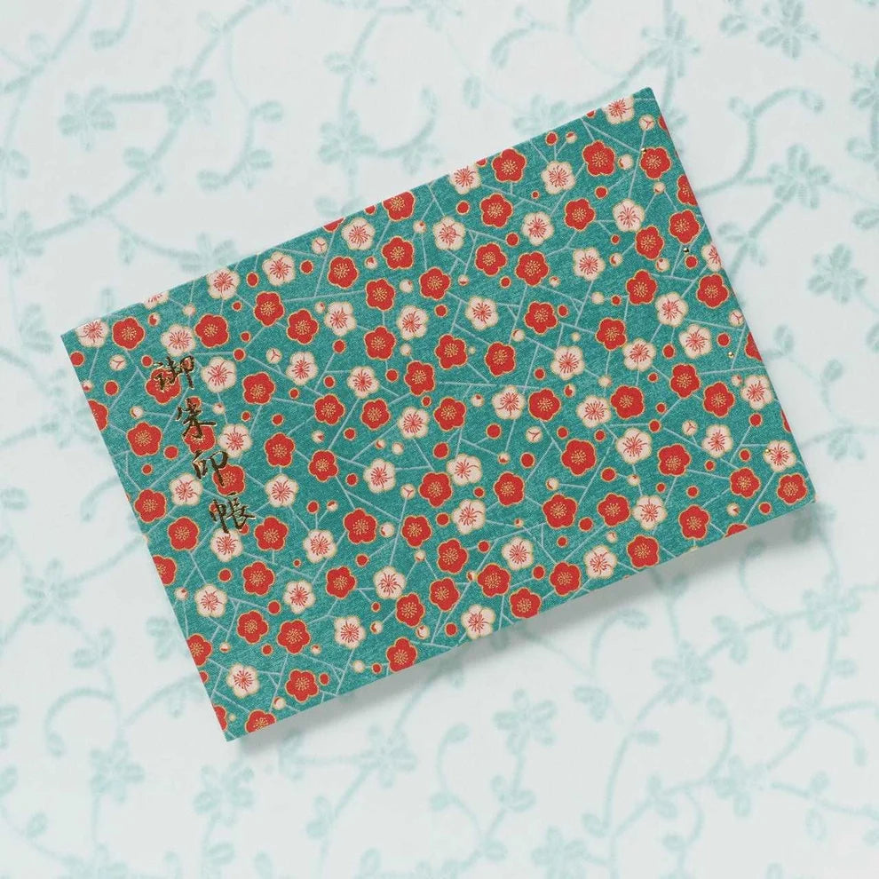 Goshuin Holder, Teal Plum Blossoms - Scents of Japan