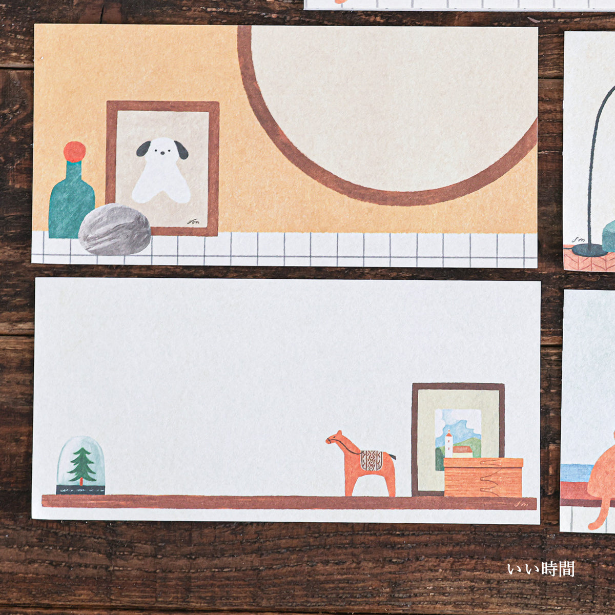Detail of cat on window illustration on Japanese long notepad - Scents of Japan
