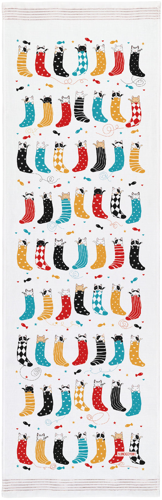 Tea Towel, Hand Towel, Onsen Towel , Cats In Socks