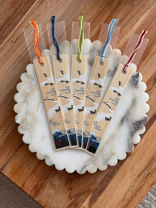 Bookmark, Bamboo, Mt Fuji & Stork