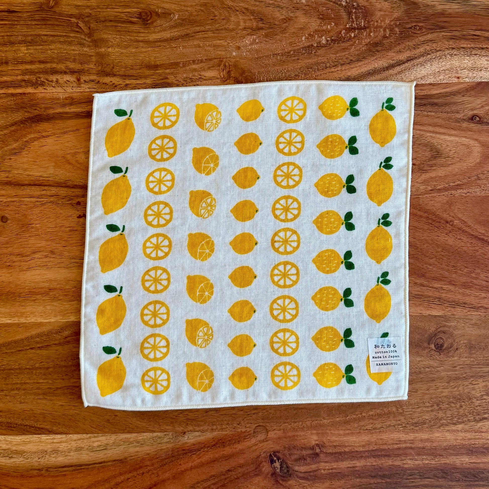 Japanese Face Washer, Lemons, Pattern Detail - Scents of Japan