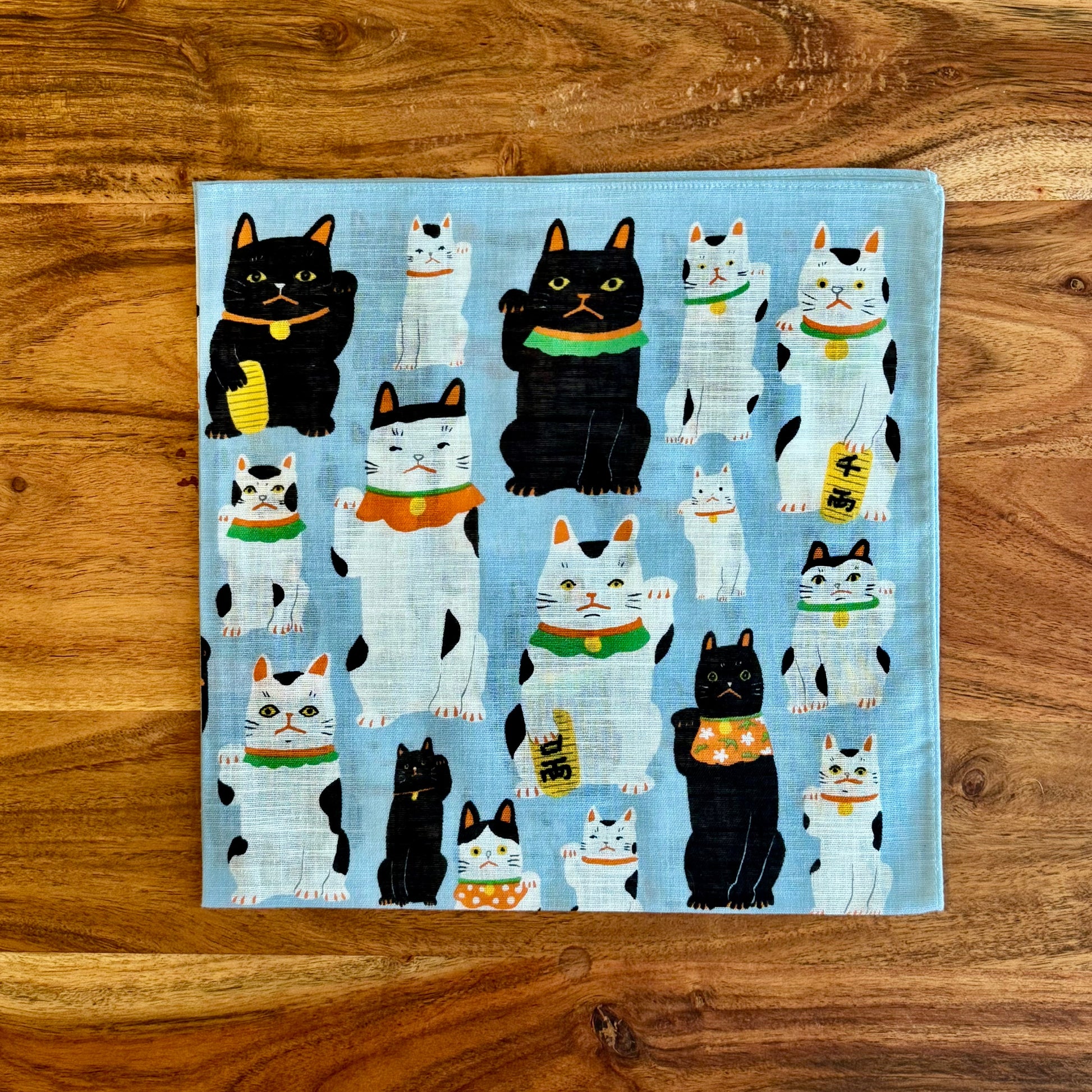Japanese Handkerchief, Large, Lucky Cats - Scents of Japan