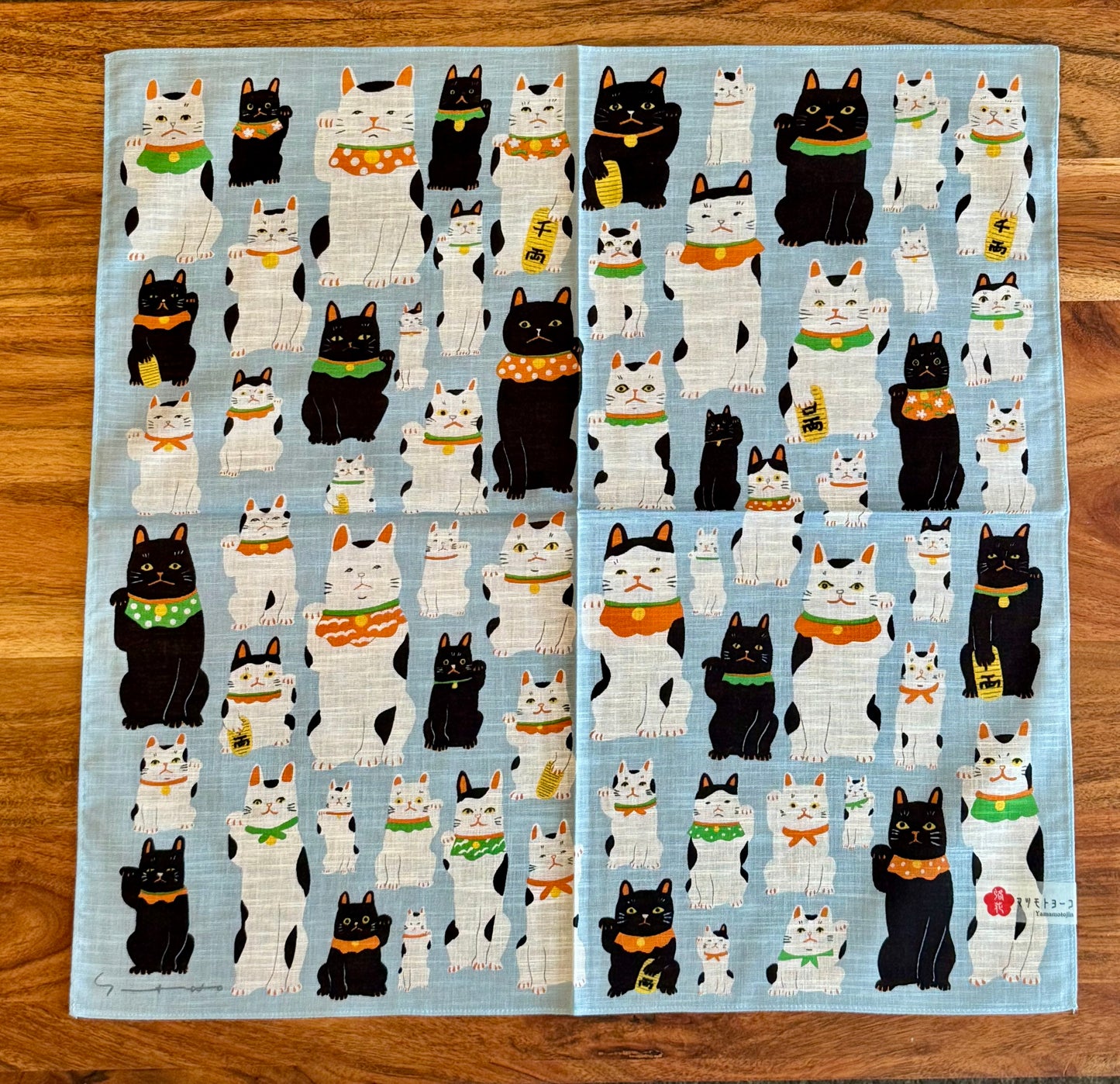 Japanese Handkerchief, Large, Lucky Cats - Scents of Japan