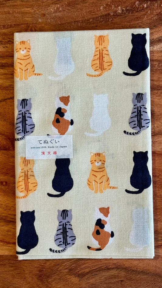 Japanese Hand Towel, Cats Of Japan