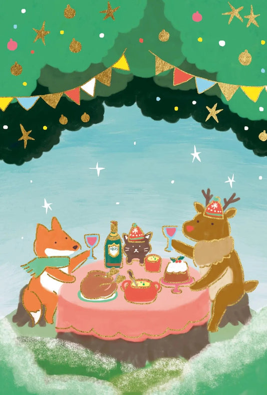 Postcard, Christmas, Fox & Reindeer