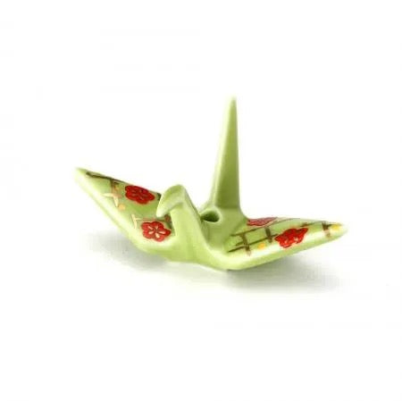 Incense Holder, Green Crane