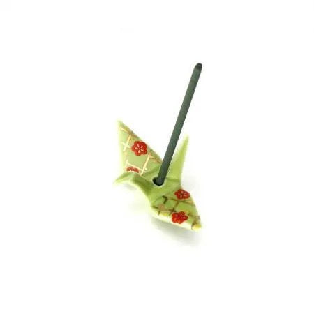 Incense Holder, Green Crane