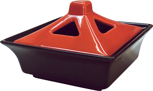 Incense Holder, With Lid, Black & Red
