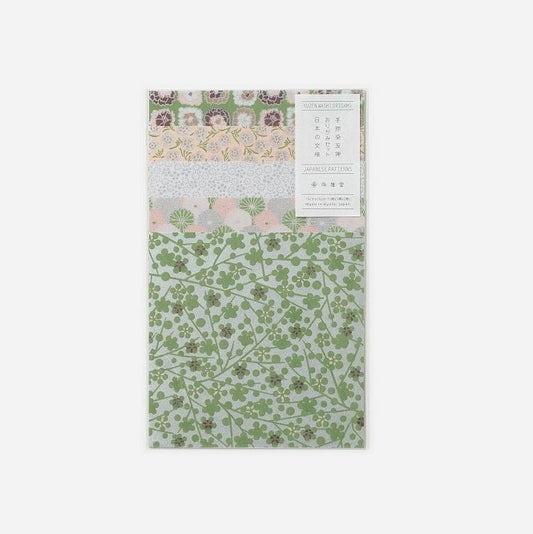 Origami, Yuzen Washi, Green Floral