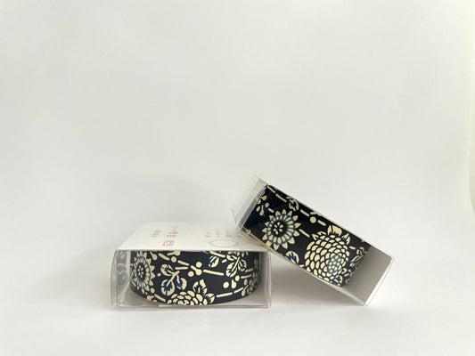 Tape, Washi, Navy Blue with White Flowers