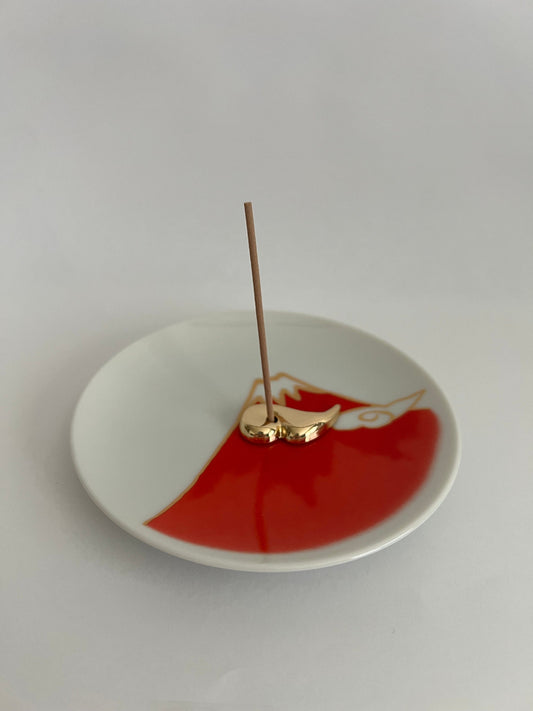 Incense Holder, Large, Mt Fuji, Orange