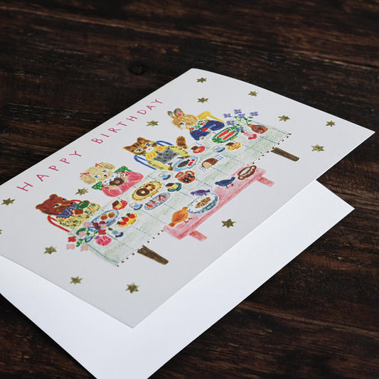 Birthday Card, Animal Dinner Party - Scents of Japan