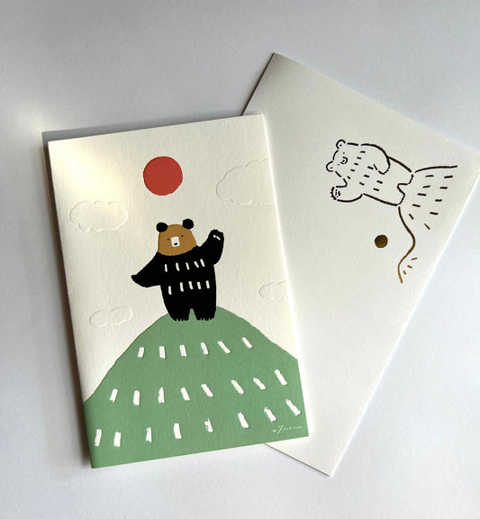 Birthday Card, Bear on a Hill - Scents of Japan