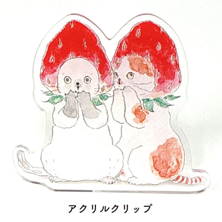 Clip, Acrylic, Cat with Strawberry Hat - Scents of Japan