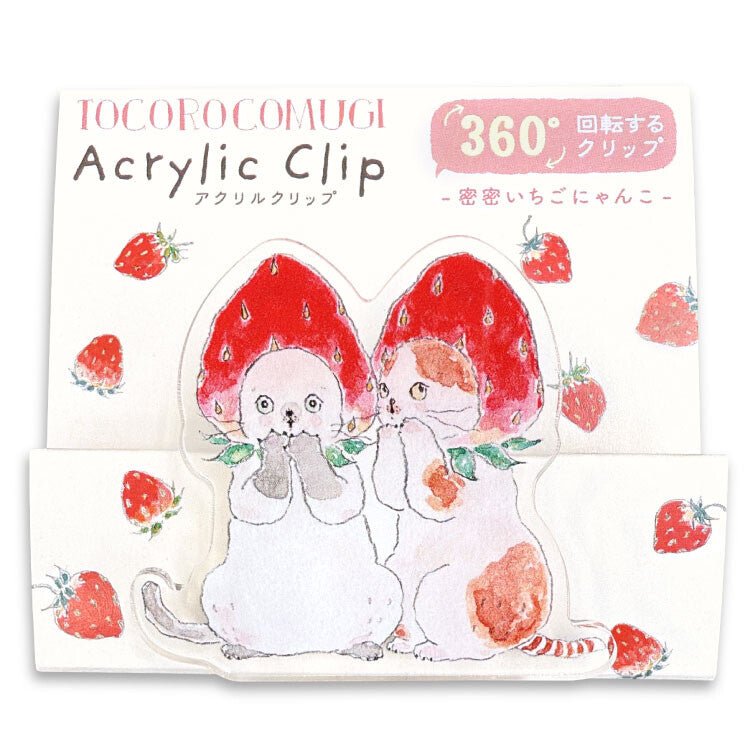 Clip, Acrylic, Cat with Strawberry Hat - Scents of Japan
