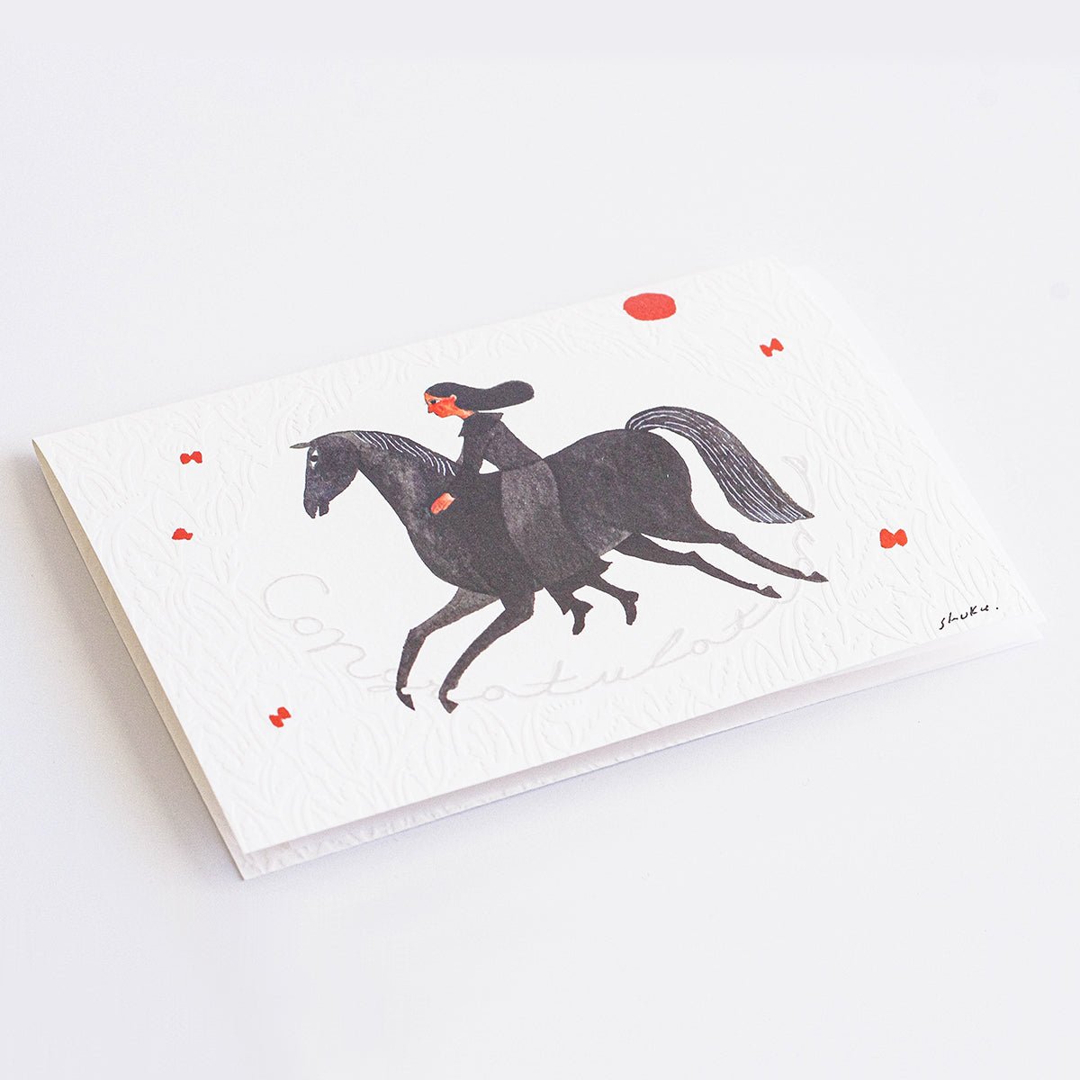 Congratulations Card, Lady on Horse - Scents of Japan