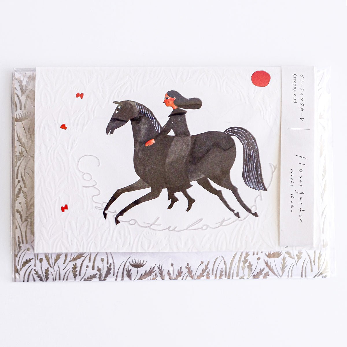 Congratulations Card, Lady on Horse - Scents of Japan