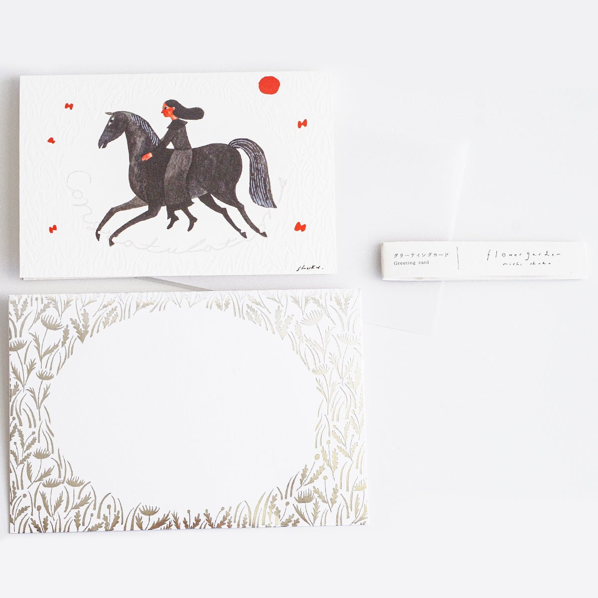 Congratulations Card, Lady on Horse - Scents of Japan